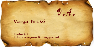 Vanya Anikó névjegykártya