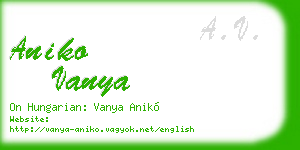 aniko vanya business card